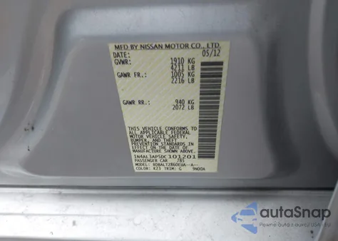 2013 Nissan Altima 2.5 Sv из США, поврежденный, VIN 1N4AL3AP5DC101201